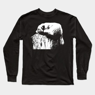 Fox Sleeping on Stump Cute Wildlife Nature Vintage Design Long Sleeve T-Shirt